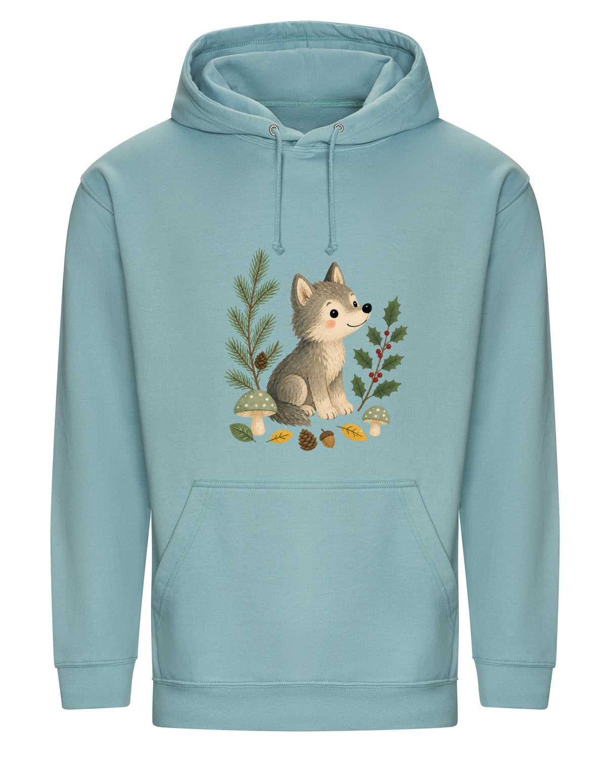 Wolf in the Winter Wood Adult Hoodie - Once Upon a Woodland Seafoam colour variant image