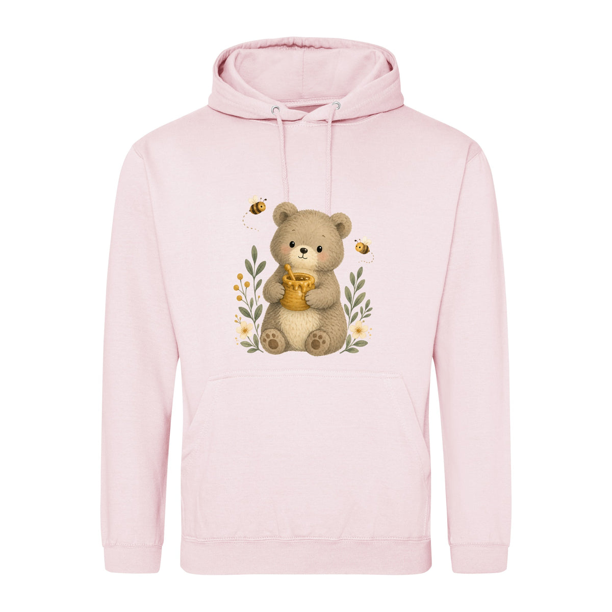 Bear and the Honey Bees Adult Hoodie - Once Upon a Woodland Baby Pink colour variant image