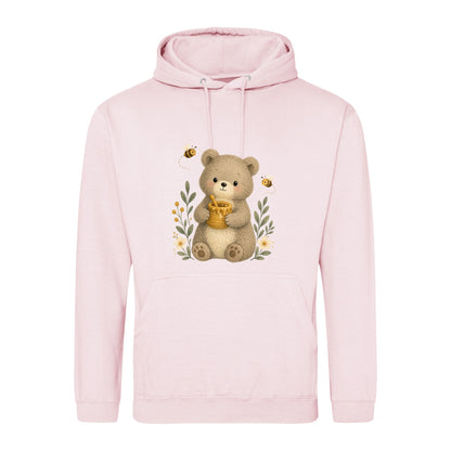 Bear and the Honey Bees Adult Hoodie - Once Upon a Woodland Baby Pink colour variant image