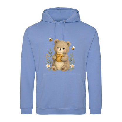 Bear and the Honey Bees Adult Hoodie - Once Upon a Woodland Cornflower Blue colour variant image