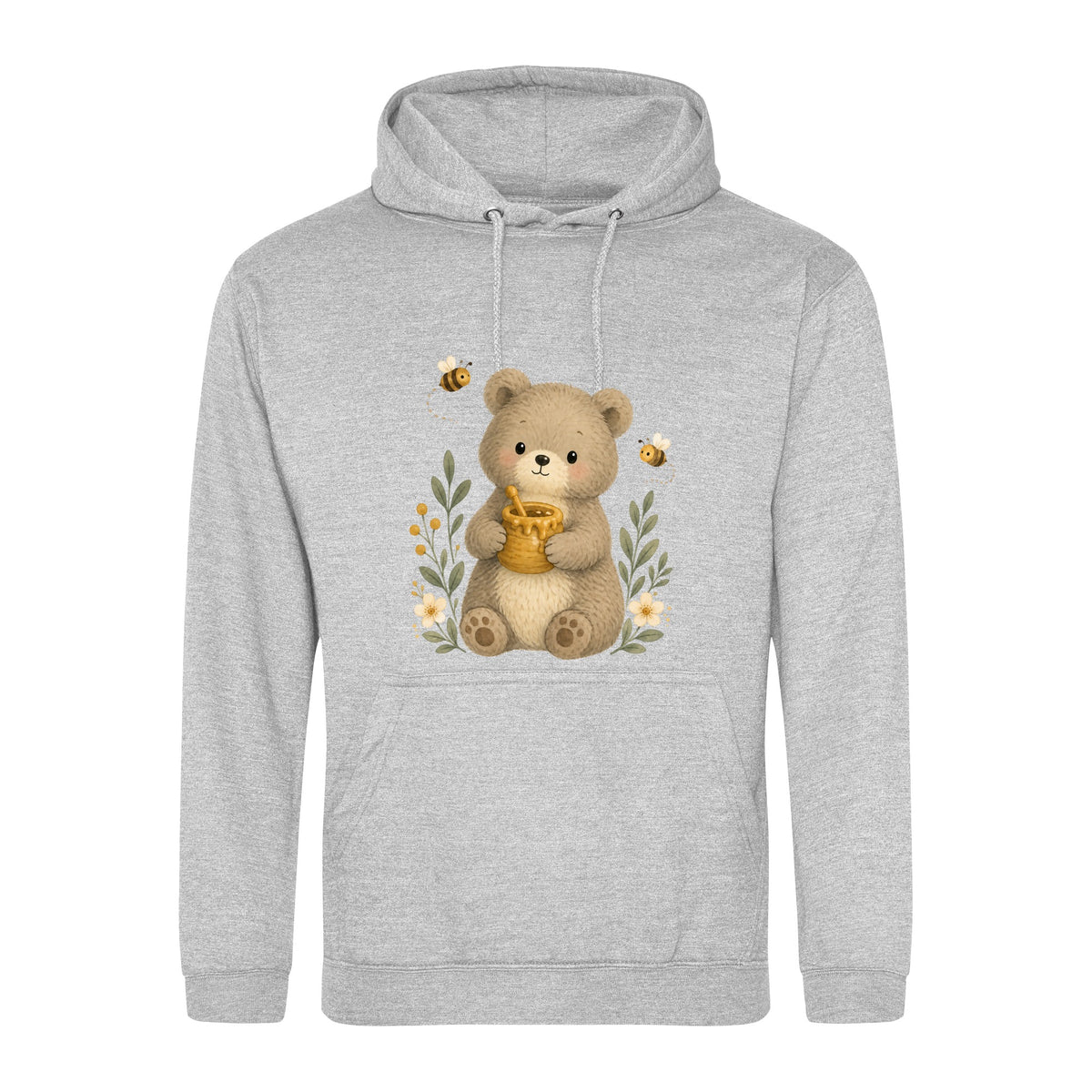 Bear and the Honey Bees Adult Hoodie - Once Upon a Woodland Heather Grey colour variant image