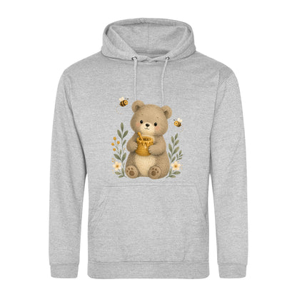 Bear and the Honey Bees Adult Hoodie - Once Upon a Woodland Heather Grey colour variant image
