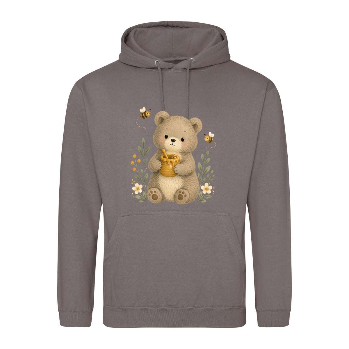 Bear and the Honey Bees Adult Hoodie - Once Upon a Woodland Mocha Brown colour variant image