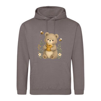 Bear and the Honey Bees Adult Hoodie - Once Upon a Woodland Mocha Brown colour variant image