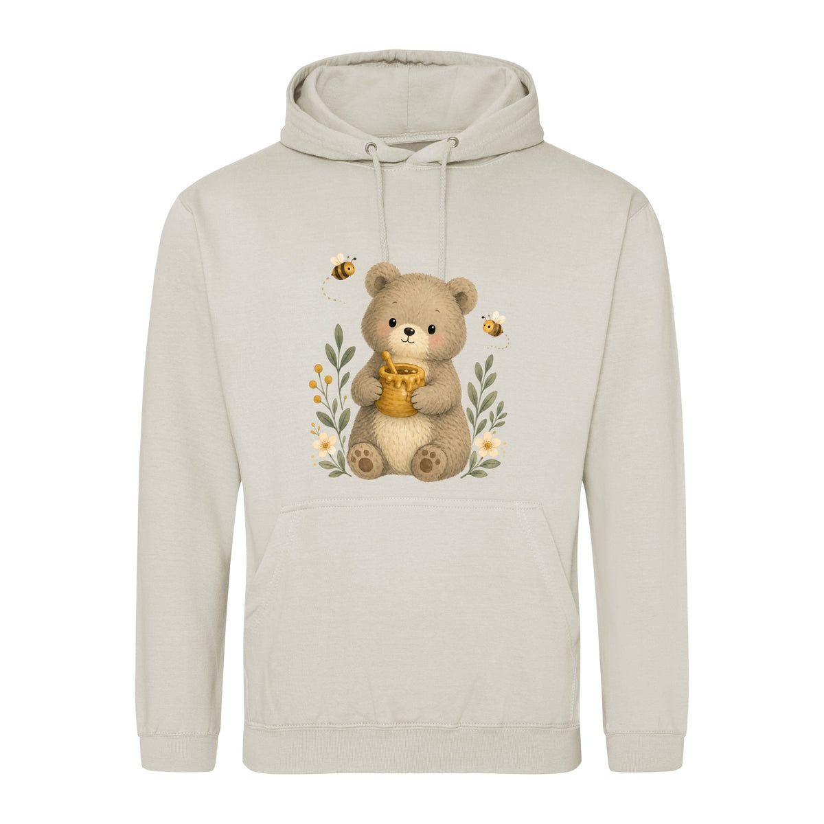 Bear and the Honey Bees Adult Hoodie - Once Upon a Woodland Natural Stone colour variant image