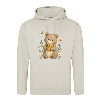 Bear and the Honey Bees Adult Hoodie - Once Upon a Woodland Natural Stone colour variant image