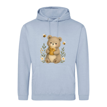 Bear and the Honey Bees Adult Hoodie - Once Upon a Woodland Sky Blue colour variant image