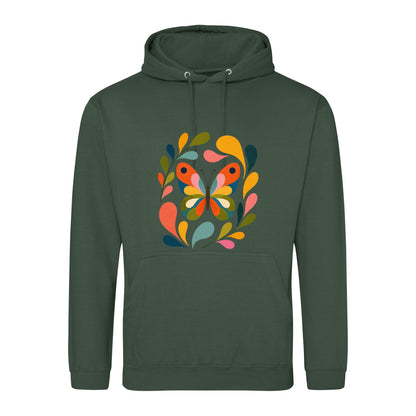 Wings in Bloom Adult Hoodie - Freeform Fauna Bottle Green colour variant image