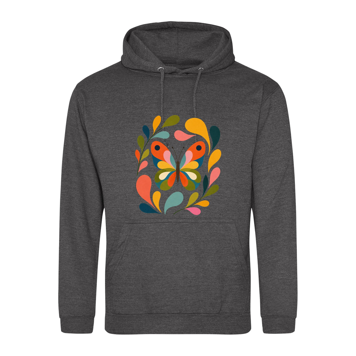Wings in Bloom Adult Hoodie - Freeform Fauna Charcoal colour variant image