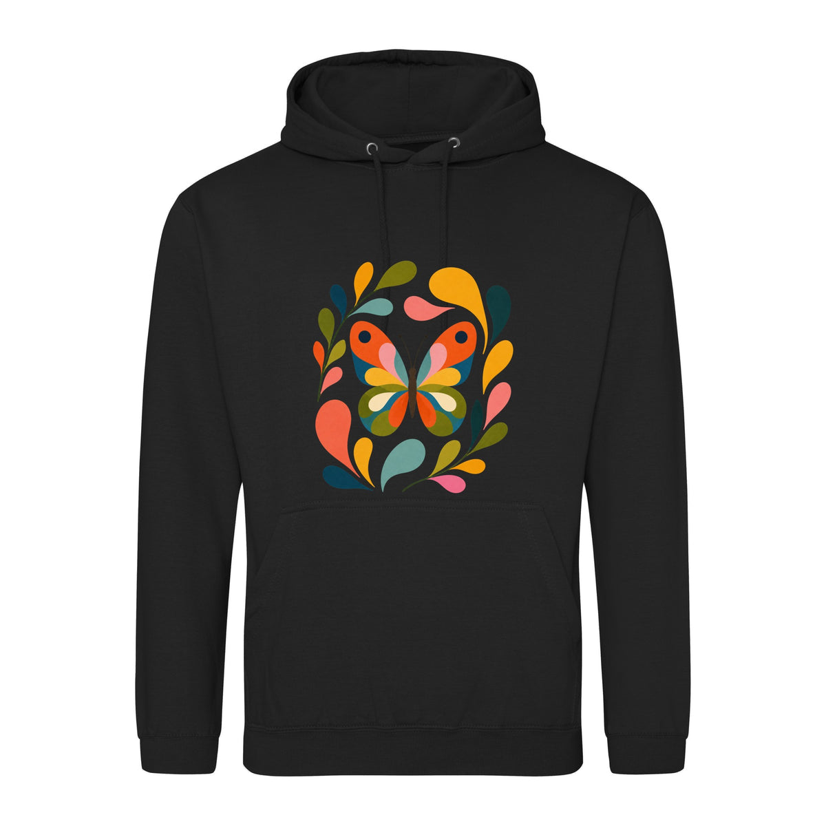 Wings in Bloom Adult Hoodie - Freeform Fauna Deep Black colour variant image