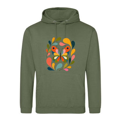 Wings in Bloom Adult Hoodie - Freeform Fauna Earthy Green colour variant image
