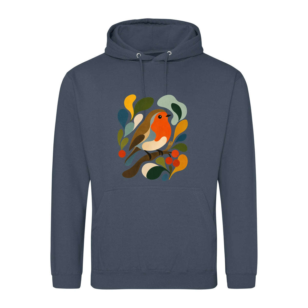 Hedgerow Harmony Adult Hoodie - Freeform Fauna Airforce Blue colour variant image
