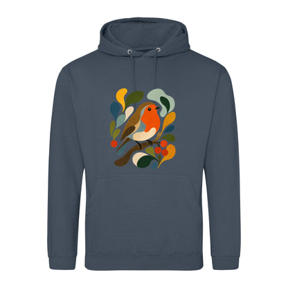 Hedgerow Harmony Adult Hoodie - Freeform Fauna Airforce Blue colour variant image