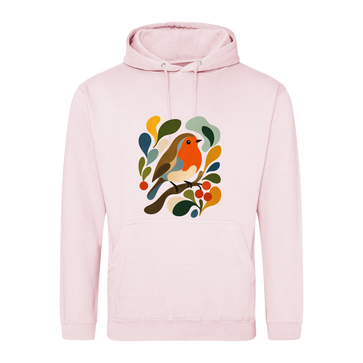 Hedgerow Harmony Adult Hoodie - Freeform Fauna Baby Pink colour variant image