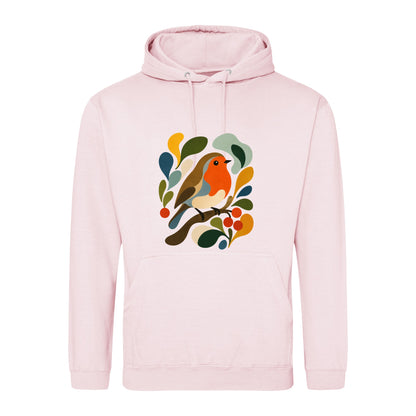 Hedgerow Harmony Adult Hoodie - Freeform Fauna Baby Pink colour variant image