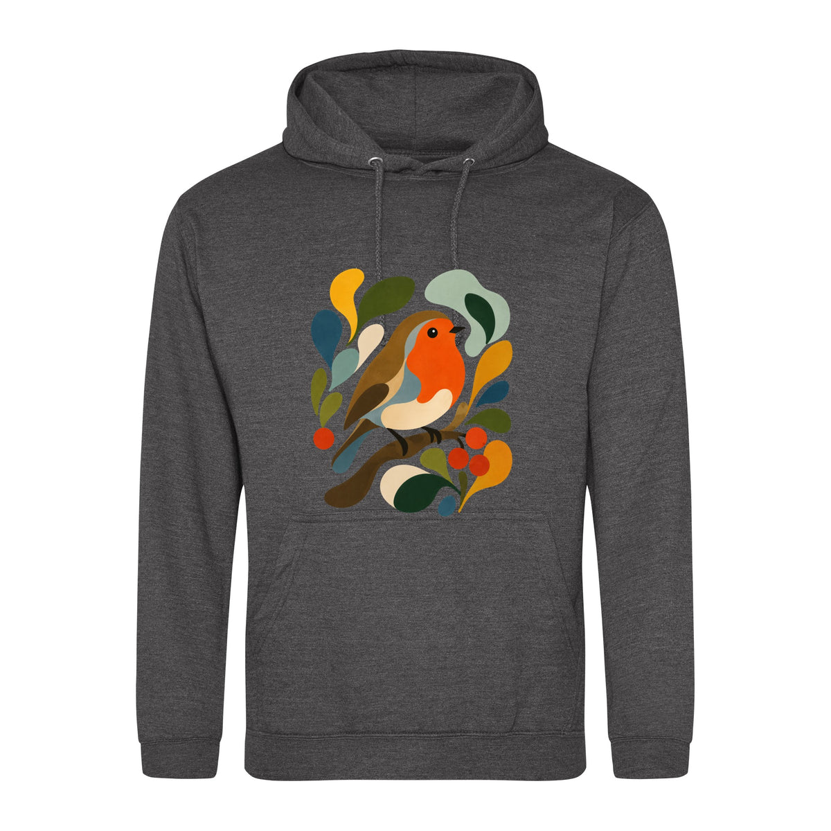 Hedgerow Harmony Adult Hoodie - Freeform Fauna Charcoal colour variant image