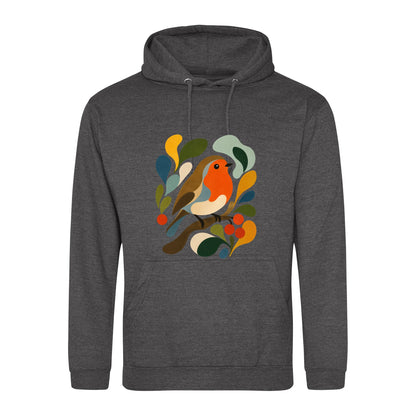 Hedgerow Harmony Adult Hoodie - Freeform Fauna Charcoal colour variant image