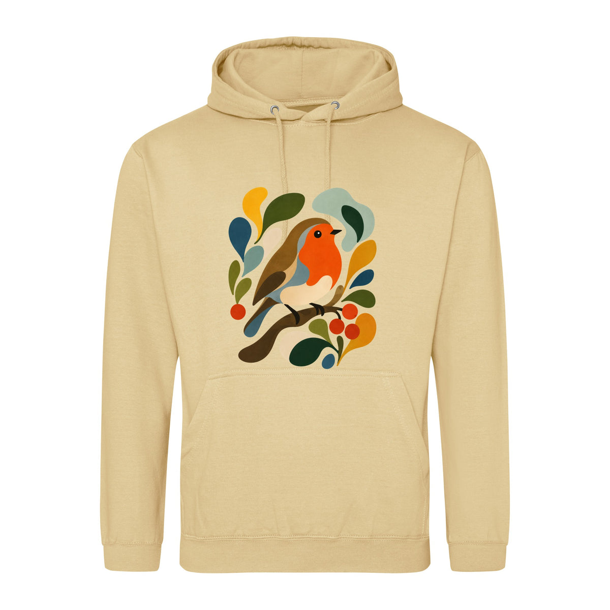 Hedgerow Harmony Adult Hoodie - Freeform Fauna Desert Sand colour variant image