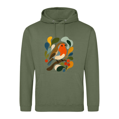 Hedgerow Harmony Adult Hoodie - Freeform Fauna Earthy Green colour variant image