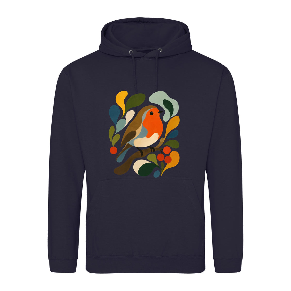 Hedgerow Harmony Adult Hoodie - Freeform Fauna French Navy colour variant image