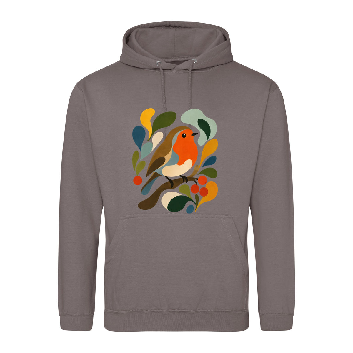 Hedgerow Harmony Adult Hoodie - Freeform Fauna Mocha Brown colour variant image