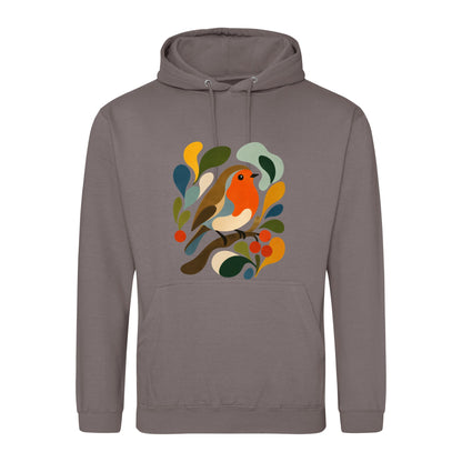 Hedgerow Harmony Adult Hoodie - Freeform Fauna Mocha Brown colour variant image