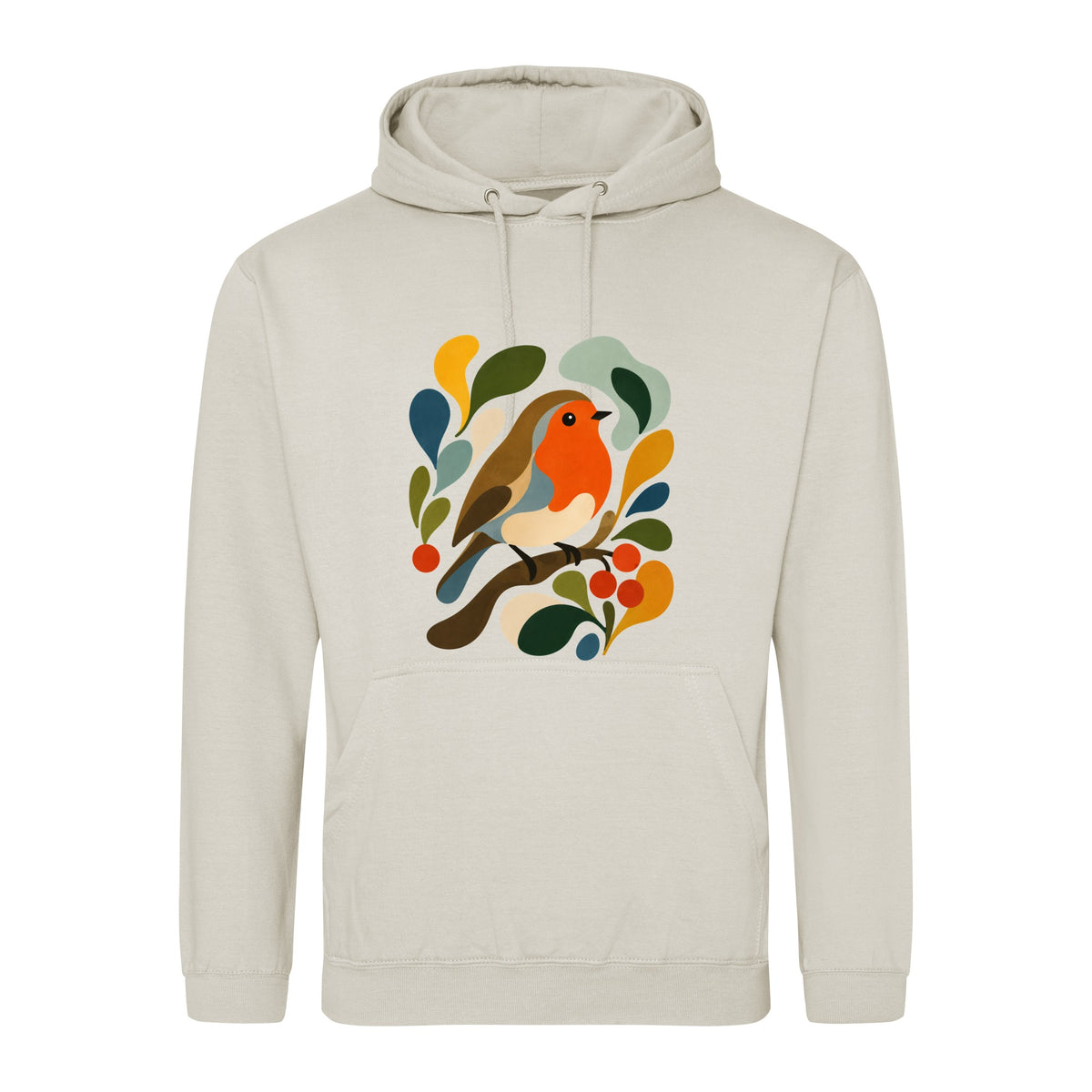 Hedgerow Harmony Adult Hoodie - Freeform Fauna Natural Stone colour variant image