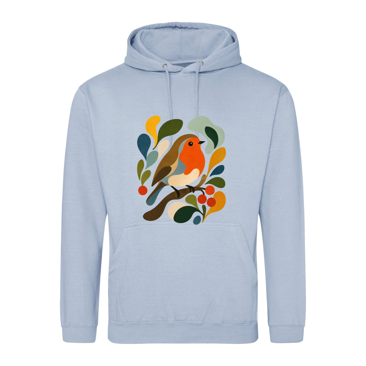 Hedgerow Harmony Adult Hoodie - Freeform Fauna Sky Blue colour variant image