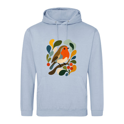 Hedgerow Harmony Adult Hoodie - Freeform Fauna Sky Blue colour variant image