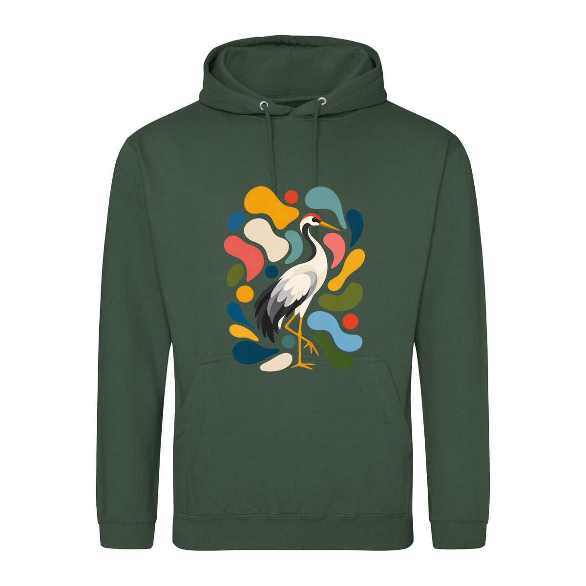 Stillness and Grace Adult Hoodie - Freeform Fauna Bottle Green colour variant image