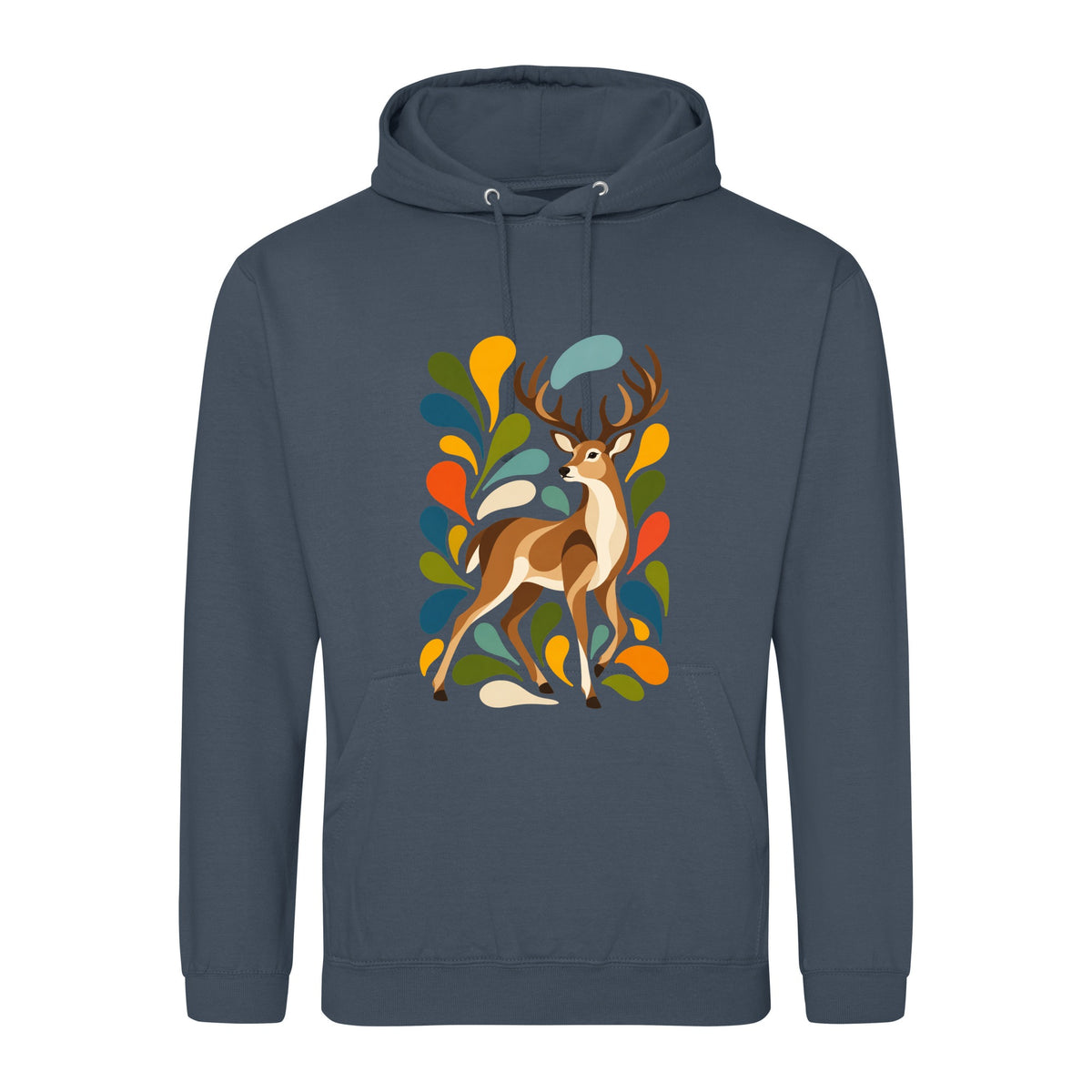 Woodland Majesty Adult Hoodie - Freeform Fauna Airforce Blue colour variant image