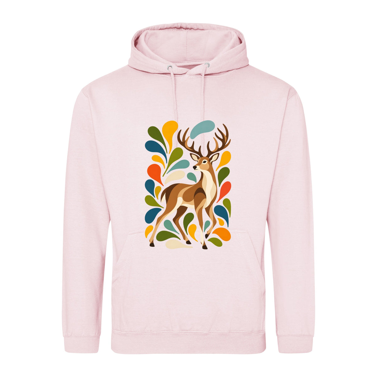 Woodland Majesty Adult Hoodie - Freeform Fauna Baby Pink colour variant image