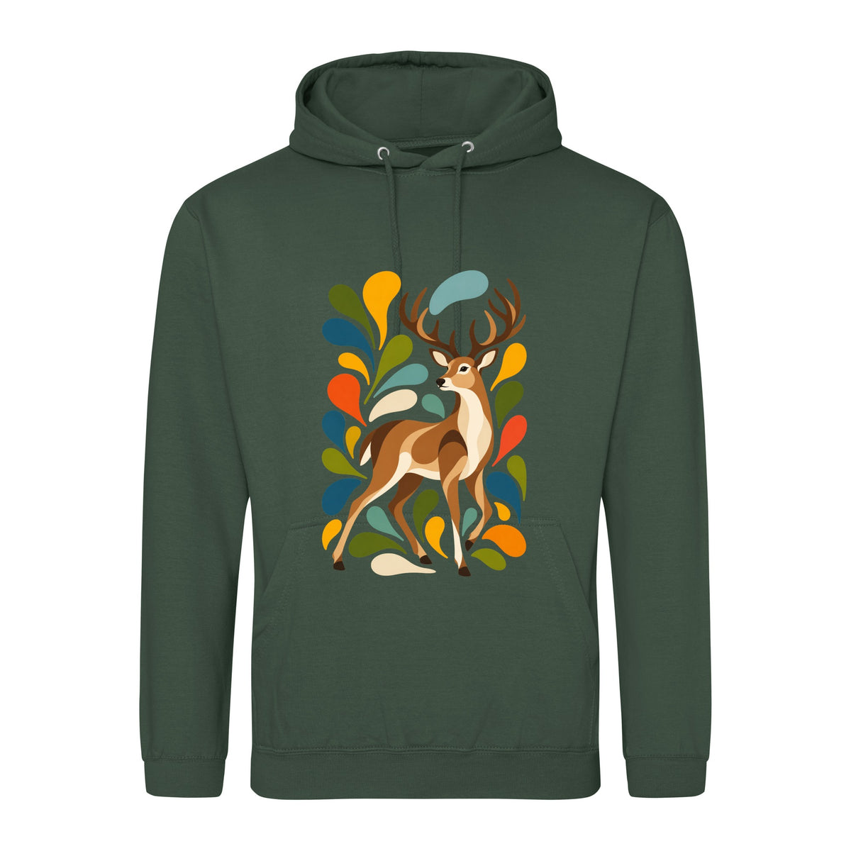 Woodland Majesty Adult Hoodie - Freeform Fauna Bottle Green colour variant image