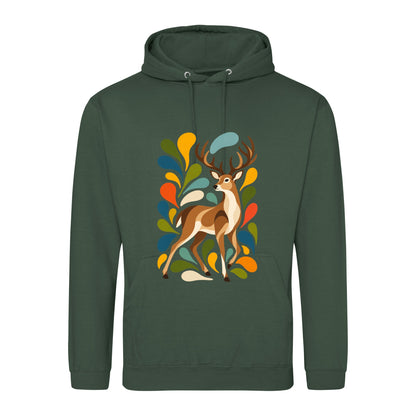 Woodland Majesty Adult Hoodie - Freeform Fauna Bottle Green colour variant image
