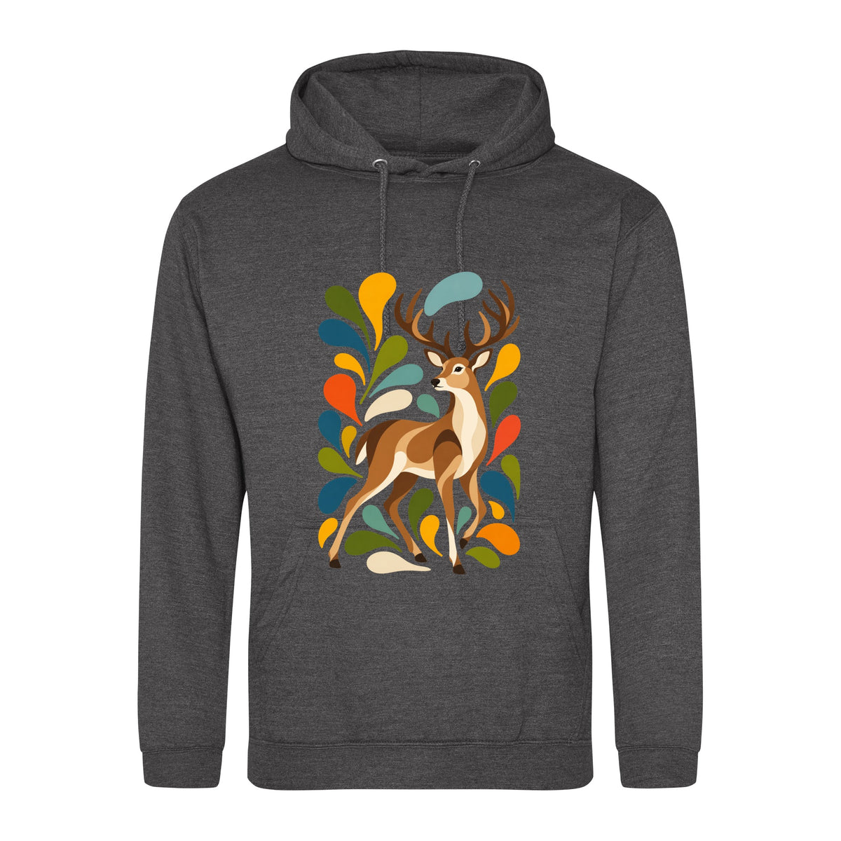 Woodland Majesty Adult Hoodie - Freeform Fauna Charcoal colour variant image