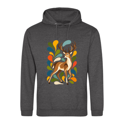 Woodland Majesty Adult Hoodie - Freeform Fauna Charcoal colour variant image