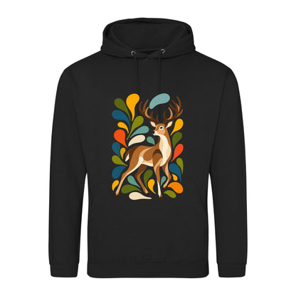 Woodland Majesty Adult Hoodie - Freeform Fauna Deep Black colour variant image