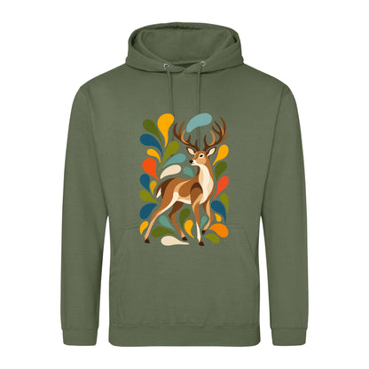 Woodland Majesty Adult Hoodie - Freeform Fauna Earthy Green colour variant image