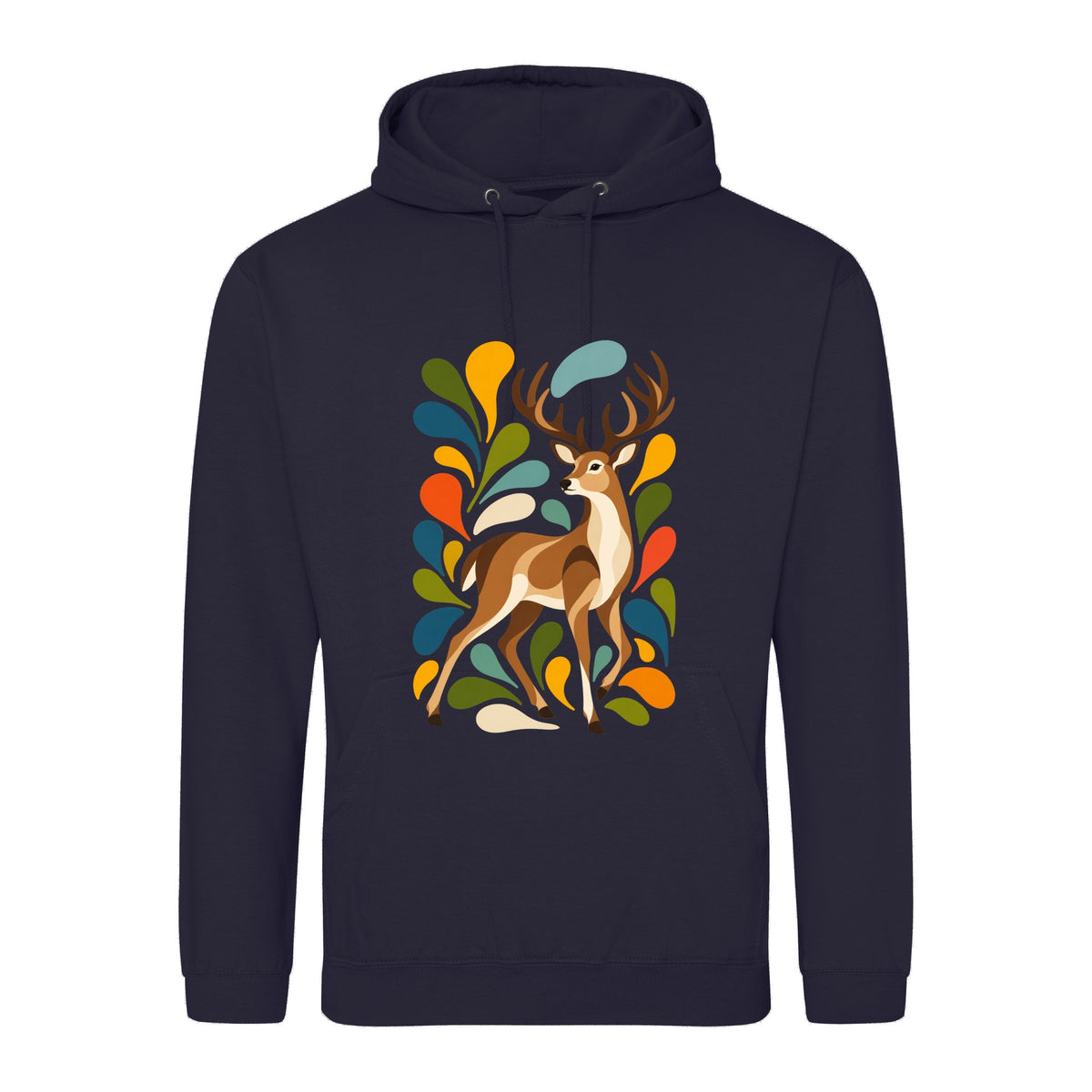Woodland Majesty Adult Hoodie - Freeform Fauna French Navy colour variant image