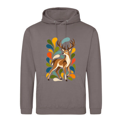 Woodland Majesty Adult Hoodie - Freeform Fauna Mocha Brown colour variant image