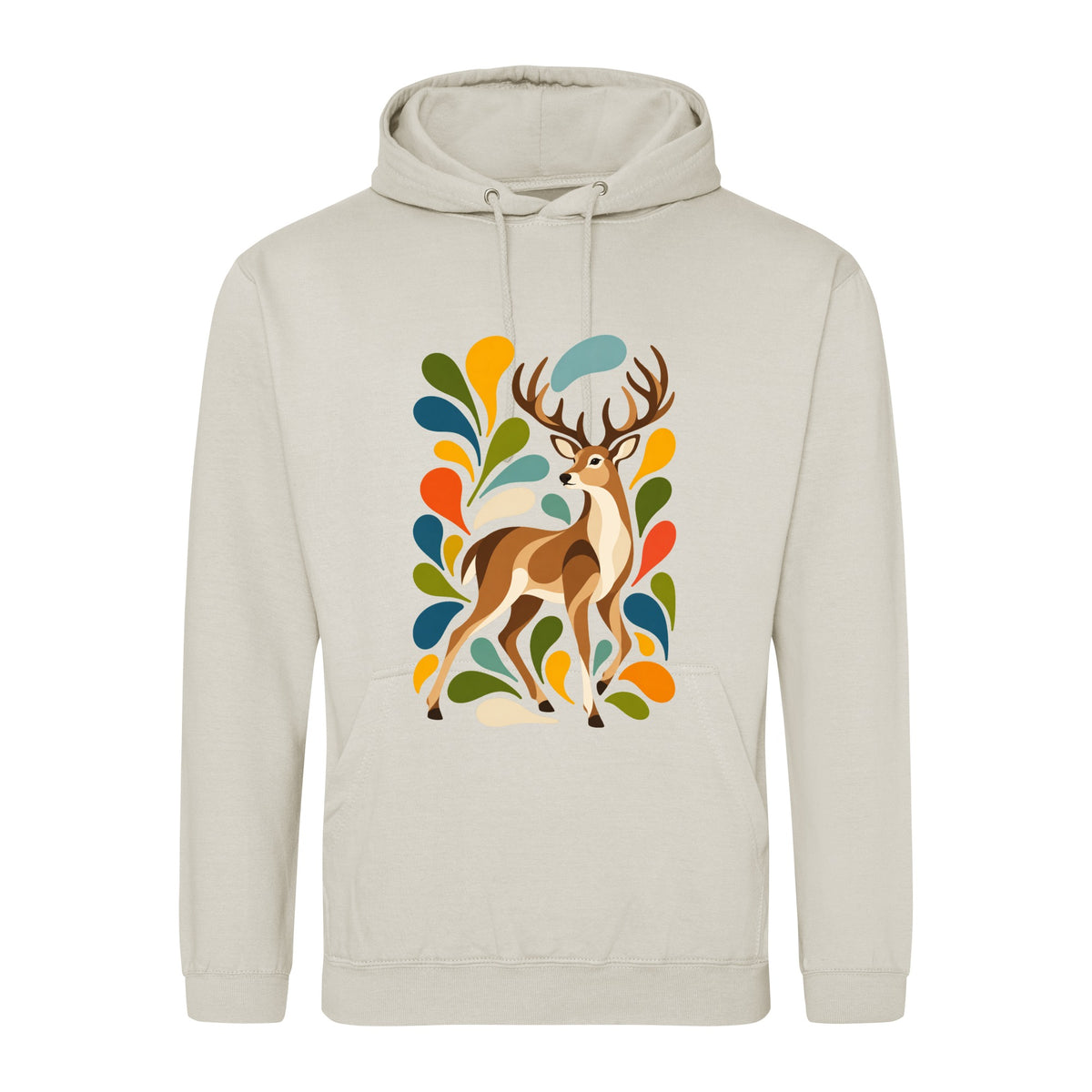 Woodland Majesty Adult Hoodie - Freeform Fauna Natural Stone colour variant image