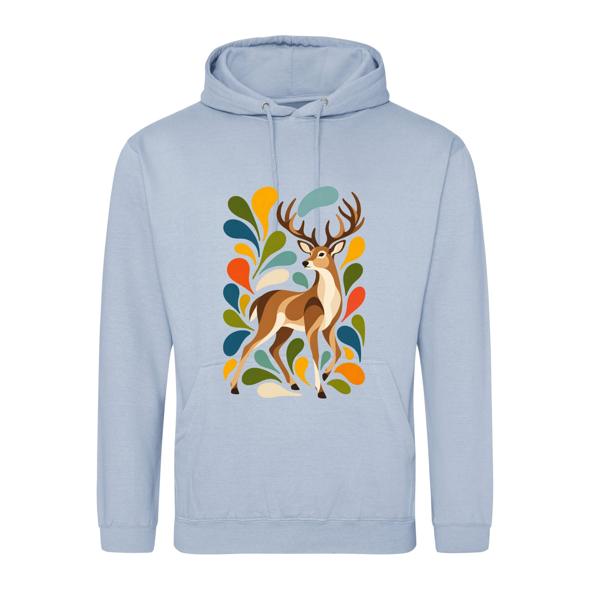 Woodland Majesty Adult Hoodie - Freeform Fauna Sky Blue colour variant image