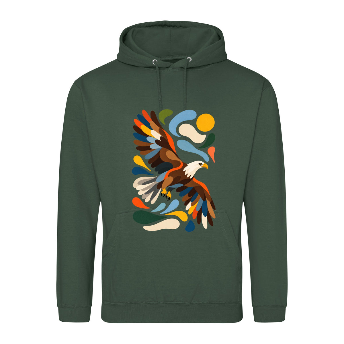 Skybound Spirit Adult Hoodie - Freeform Fauna Bottle Green colour variant image