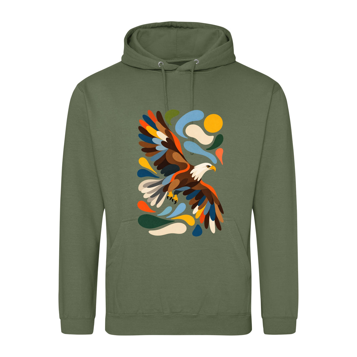 Skybound Spirit Adult Hoodie - Freeform Fauna Earthy Green colour variant image