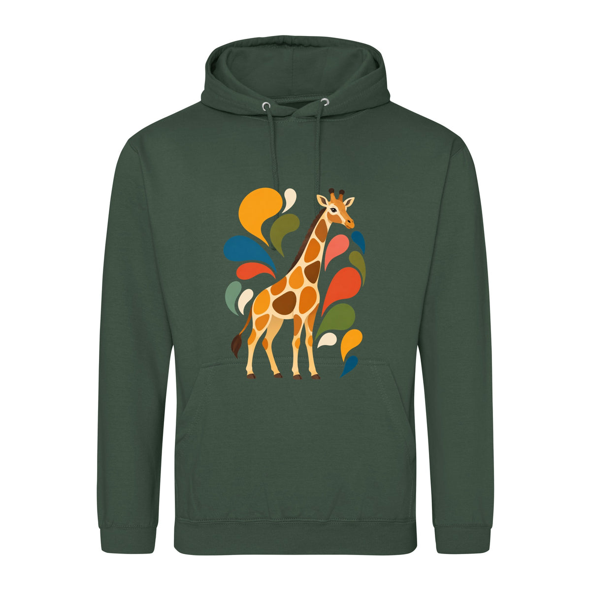 Sunlit Safari Adult Hoodie - Freeform Fauna Bottle Green colour variant image