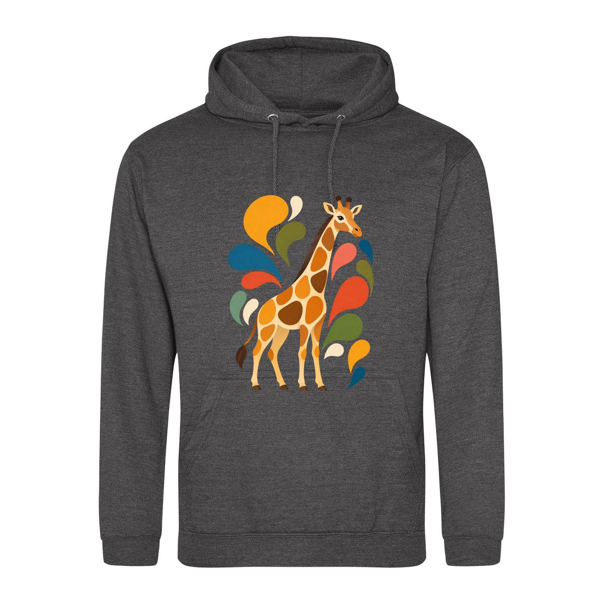 Sunlit Safari Adult Hoodie - Freeform Fauna Charcoal colour variant image