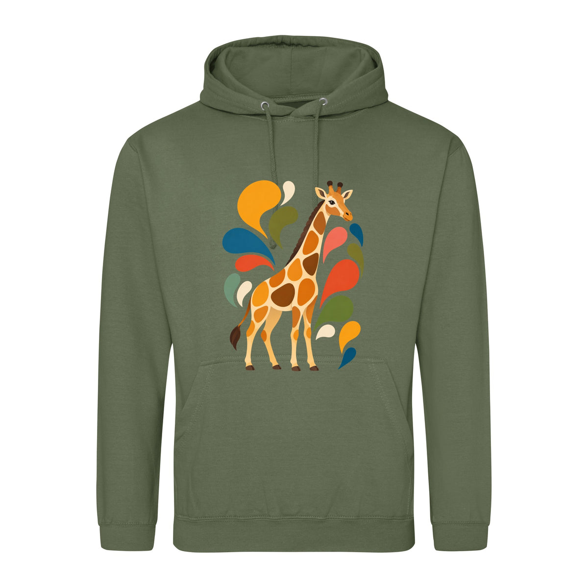 Sunlit Safari Adult Hoodie - Freeform Fauna Earthy Green colour variant image