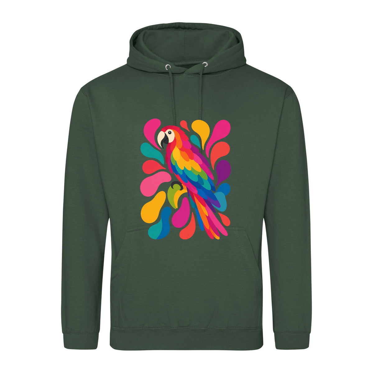 Tropical Burst Adult Hoodie - Freeform Fauna Bottle Green colour variant image