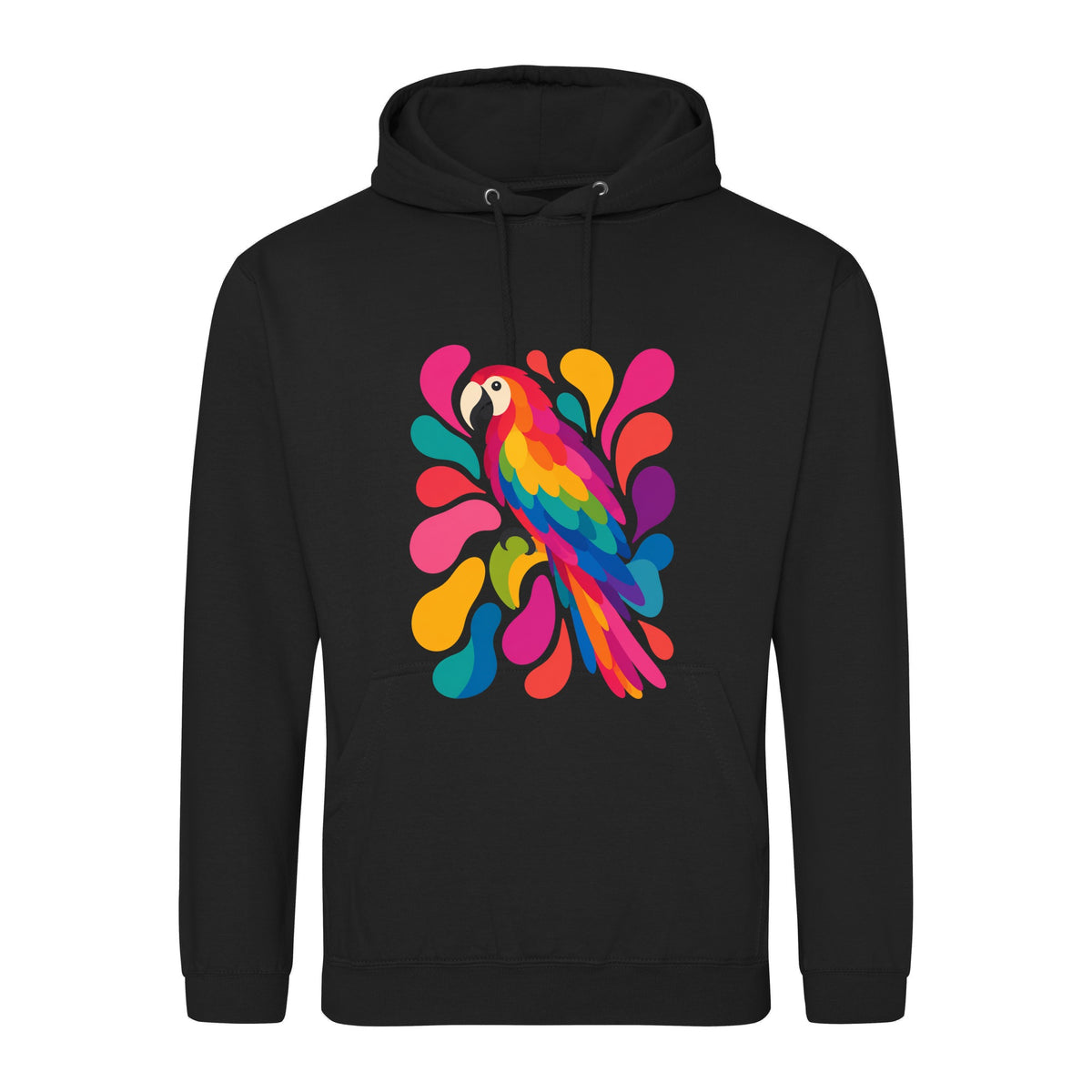 Tropical Burst Adult Hoodie - Freeform Fauna Deep Black colour variant image