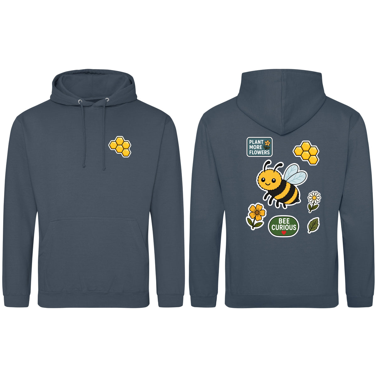 Bee Curious Adult Hoodie - Badges of the Wild Airforce Blue colour variant image